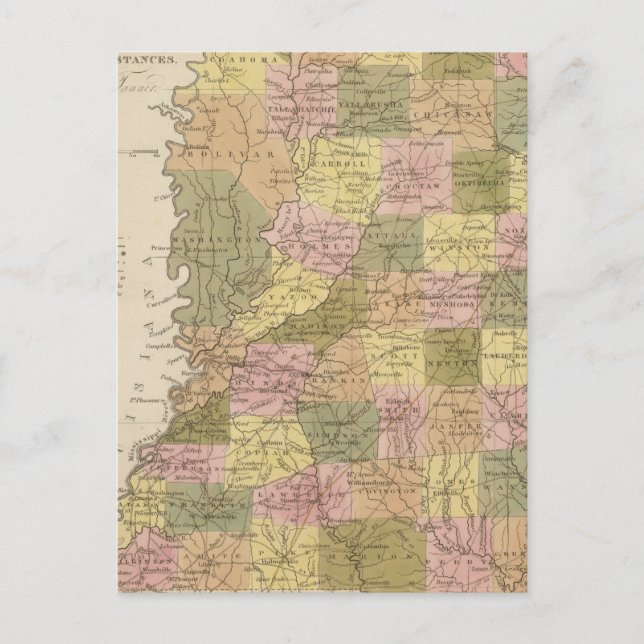 Cartão Postal Novo Mapa Do Mississippi (Frente)