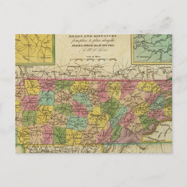 Cartão Postal Novo Mapa Do Tennessee 2 (Frente)