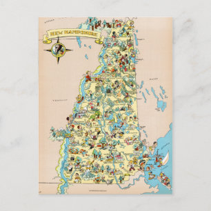 Cartão Postal Novo Mapa do Vintage Funny em Hampshire