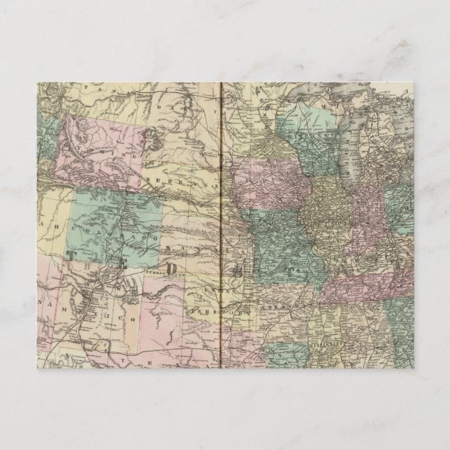 Cartão Postal Novo mapa ferroviário dos Estados Unidos (Frente)