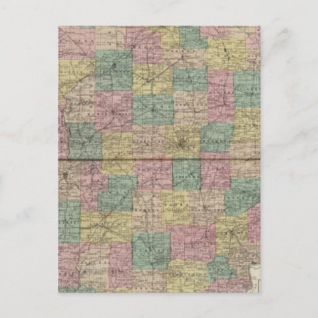 Cartão Postal Novo mapa setorial e municipal de Indiana (Frente)