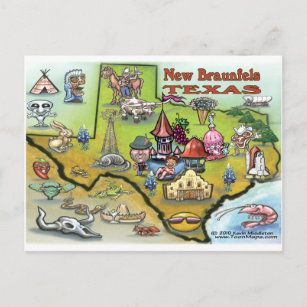 Cartão Postal Novo Mapa TEXAS de Braunfels