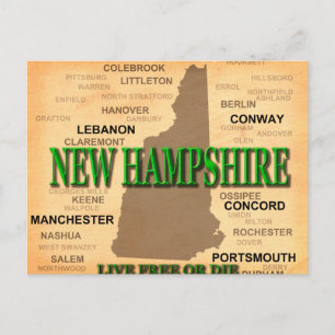 Cartão Postal Novo Mapa Vintage de Hampshire