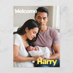 Cartão Postal novo menino bebê bebê anúncio de nascimento foto m