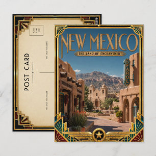 Cartão Postal Novo México Arte Deco Vintage Era de Ouro