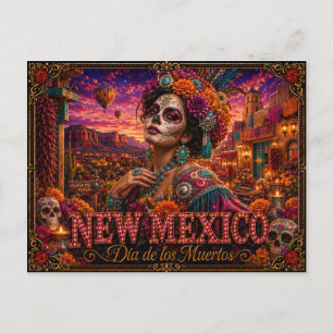 Cartão Postal Novo México Día de los Muertos Retro