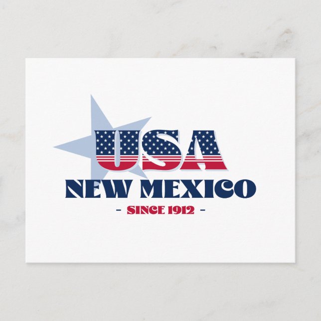 Cartão Postal Novo México em Cartão-Postal Vermelho, Branco e Az (Frente)