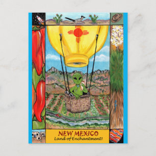 Cartão Postal Novo México Roswell Alienígena Funny Hot Air Bal