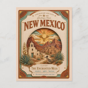Cartão Postal Novo México Vintage Paper Cut American Arcana