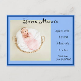 Cartão Postal Novo Nascimento Novo Anúncio Azul Foto