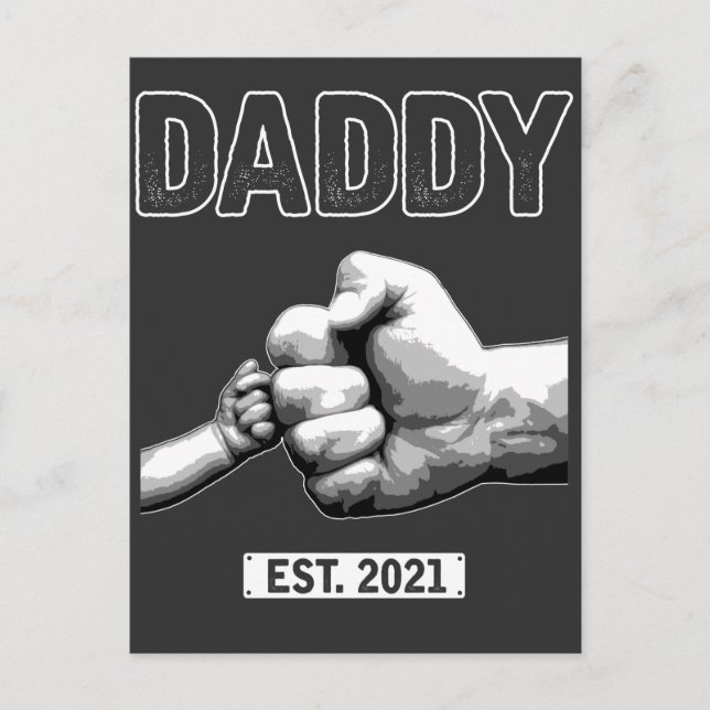Cartão Postal novo papai 2021, Pai Fist Bump Son and Padre (Frente)