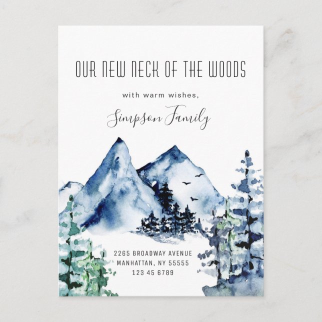 Cartão Postal Novo Pescoço da Floresta em Movimento Anúncio (Frente)