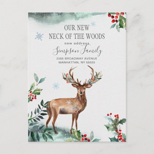 Cartão Postal Novo Pescoço da Floresta em Movimento Anúncio (Frente)