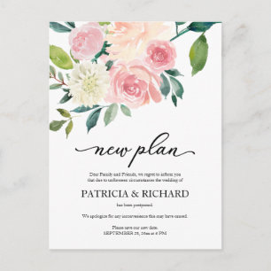 Cartão Postal Novo Plano de Adiamento de Casamento Floral do Blu
