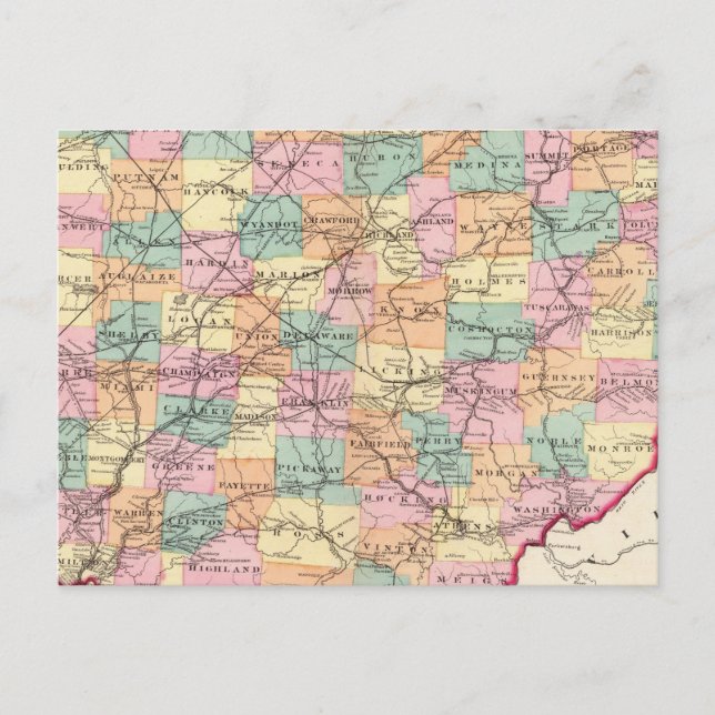 Cartão Postal Novo roteiro ferroviário do Estado de Ohio (Frente)