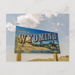 Cartão Postal Novo sinal de boas-vindas ao Wyoming - Fronteiras