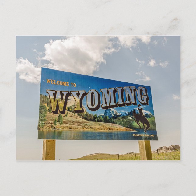 Cartão Postal Novo sinal de boas-vindas ao Wyoming - Fronteiras  (Frente)