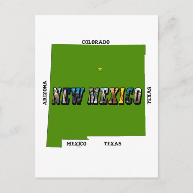 Cartão Postal Novo Texto de Foto do Mapa do México (Frente)