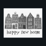 Cartão Postal Novos Lar Cazas Lindas Amsterdã Viagem P&B<br><div class="desc">Envie uma mensagem com este cartão postal artístico de casas de Amsterdam, doce e caprichado. Você pode personalizá-lo e mudar ou adicionar texto também. Adicione seu próprio texto no verso. Confira minha loja para muitas mais cores e padrões! E também mais itens combinando, como bolsas, adesivos, ímãs, chapéus e camisetas....</div>