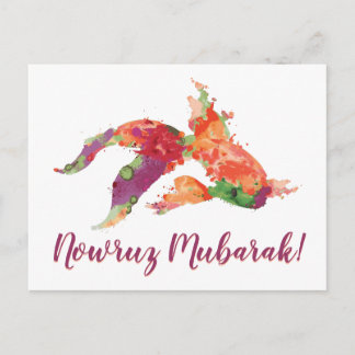 Cartão Postal nowruz mubarak peixe dourado aquarela