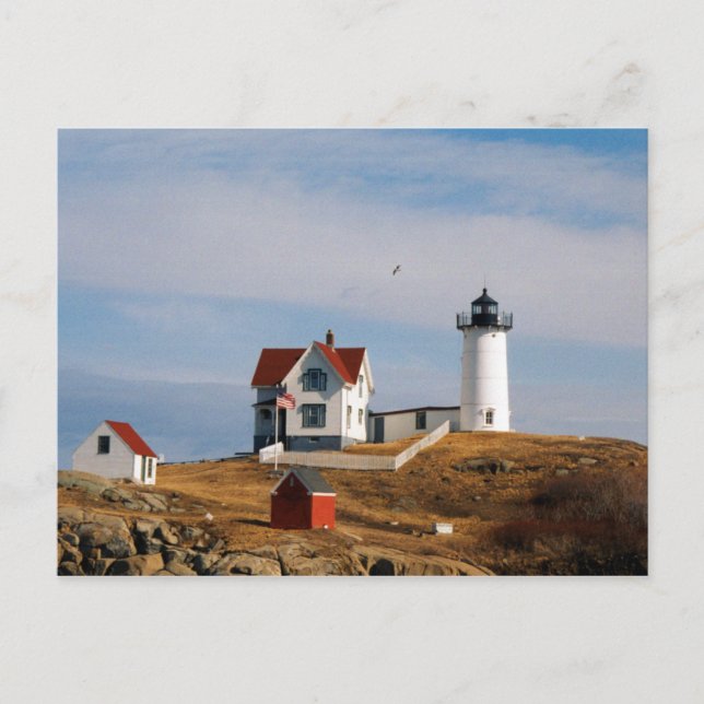 Cartão Postal Nubble Light Lighthouse York Maine (Frente)