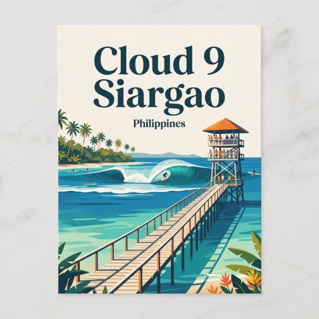 Cartão Postal Nube 9 Quebra de Surf Filipinas (Frente)