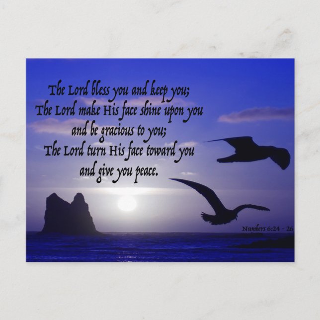 Cartão Postal num 6:24-26 no blues do pássaro duplo (Frente)