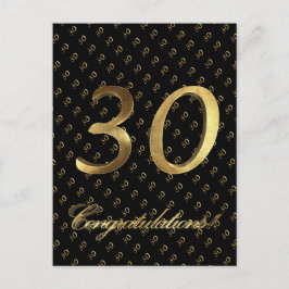 Cartão Postal Número 30 Aniversário Dourado do aniversário de 30