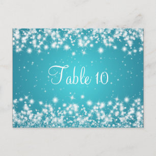 Cartão Postal Número da Mesa Casada Blue Sparkle