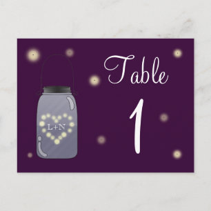 Cartão Postal Número da Mesa de Amor do Coração de Mason Jar