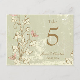 Cartão Postal Número da mesa de casamento de creme rústico do pa