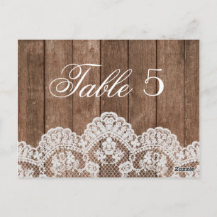 Cartão Postal Número da Mesa de Casamento de Madeira e rendas br