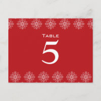 Número da mesa de casamento Red + White Snowflakes
