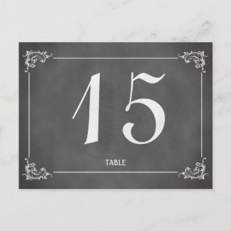Cartão Postal Número da mesa de casamento romântica do quadro de