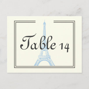 Cartão Postal Número da mesa de marfim de Torre Eiffel, azul de
