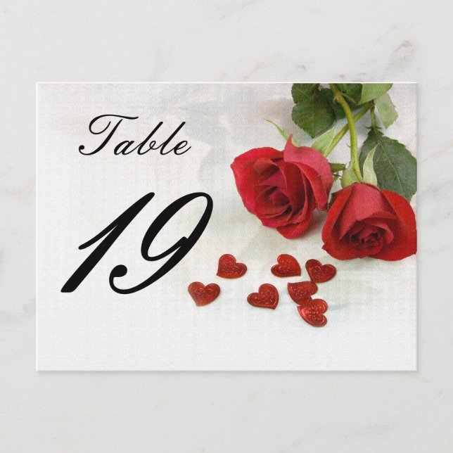 Cartão Postal número da mesa rosa de casamento (Frente)