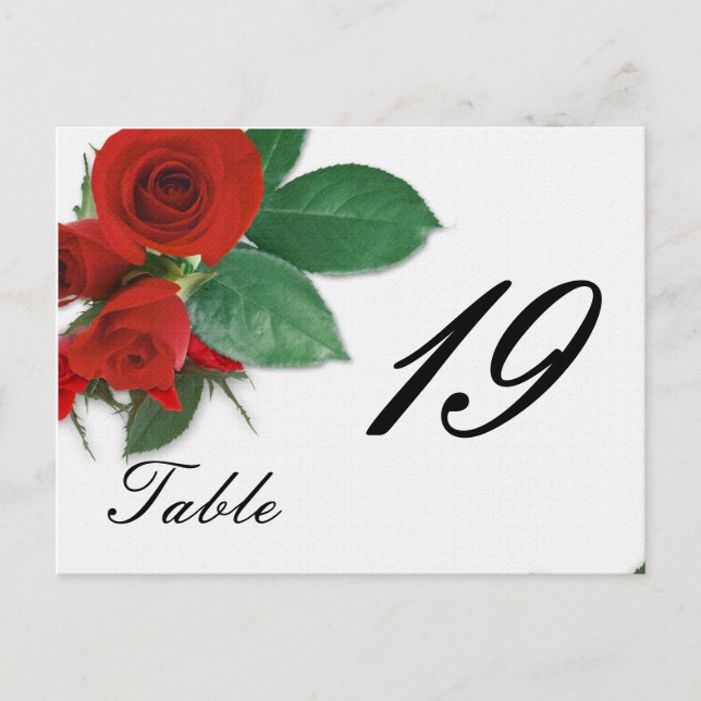 Cartão Postal número da mesa rosa de casamento (Frente)