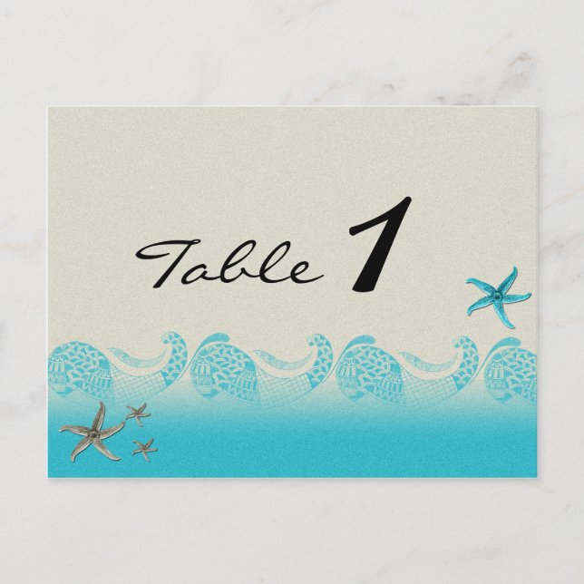 Cartão Postal Número da Tabela Casada de Areia e Aqua (Frente)