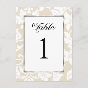 Cartão Postal Número da Tabela - Damasco de Creme