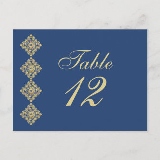 Cartão Postal Número da Tabela de Casamento Azul do Diamond Dama