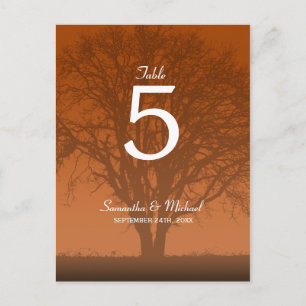 Cartão Postal Número da Tabela de Casamento de Árvore de Carvalh