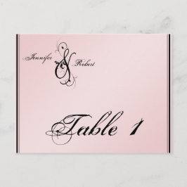 Cartão Postal Número da Tabela de Casamento de Elegância Rosa Es