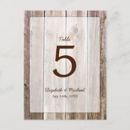 Cartão Postal Número da Tabela de Casamento de Madeira do Rustic