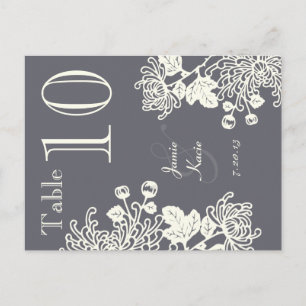Cartão Postal Numero da Tabela de Casamento Floral da Cinza de C