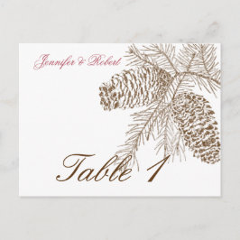 Cartão Postal Número da Tabela de Casamento Natureza Pine Cone