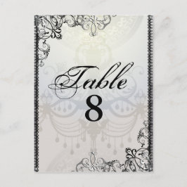 Cartão Postal Número da Tabela de Chandelier e Flourish Elegante