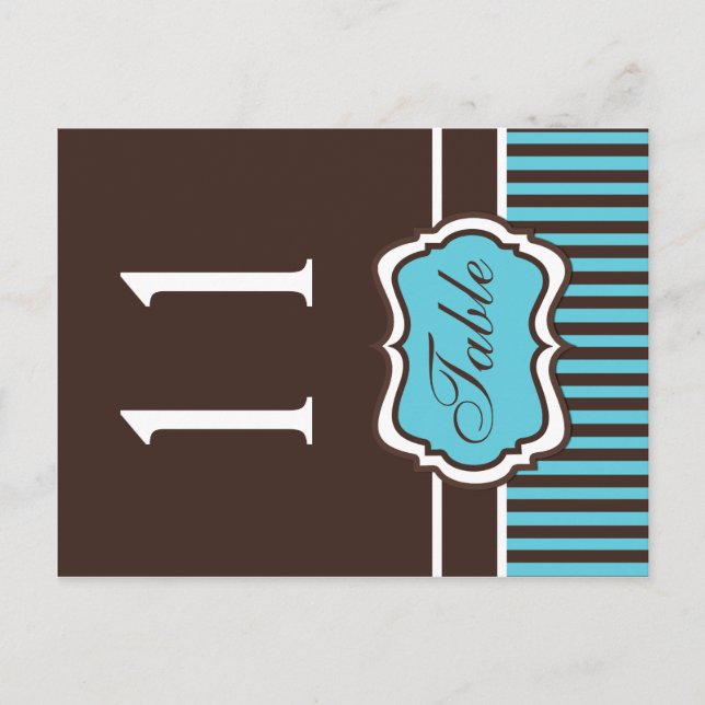 Cartão Postal Número da Tabela de Damasco Marrom e Aqua Dois Lad (Frente)