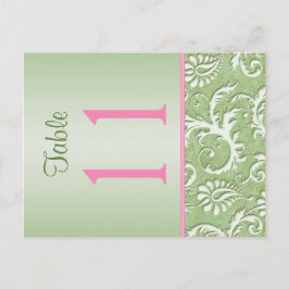 Cartão Postal Número da Tabela de Damasco Verde e Rosa de Dois L