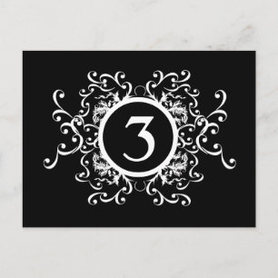 Cartão Postal Número da Tabela de Damascos Pretos e Brancos