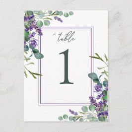 Cartão Postal Número da Tabela de Flores de Lavandas de Folhagem